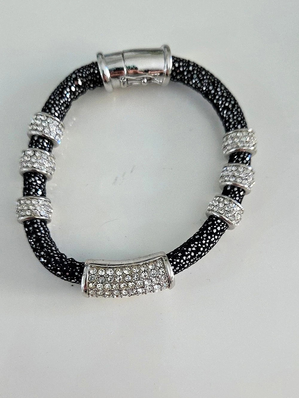 Black & Silver Crystal Bracelet Like New